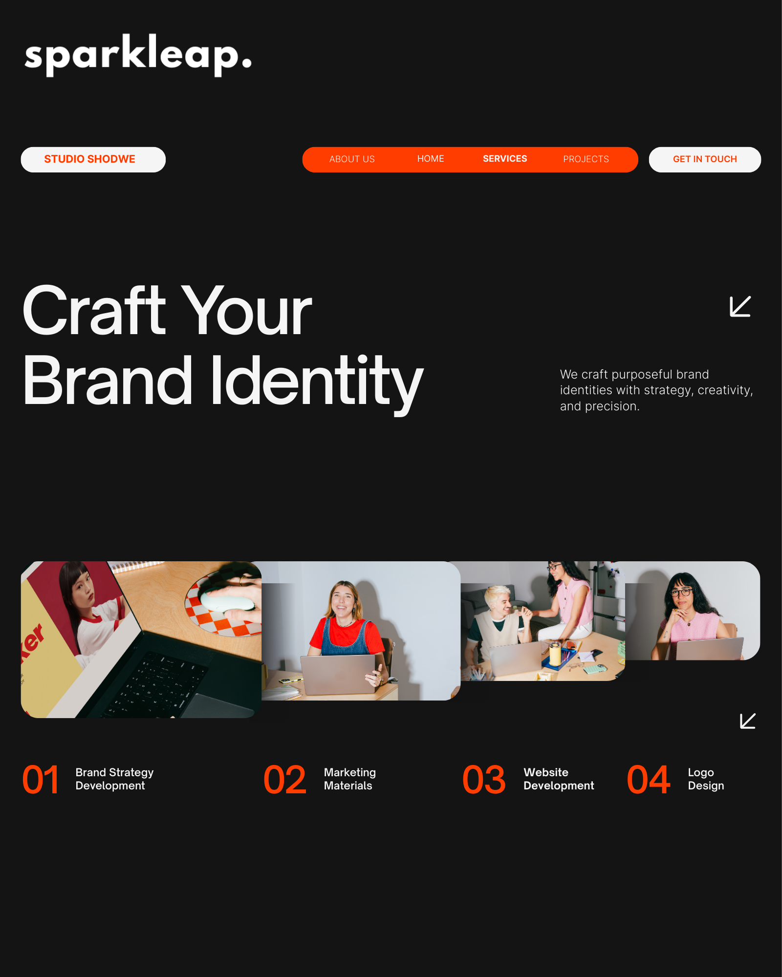 Black Orange Bold UIUX Branding Studio Desktop Prototype